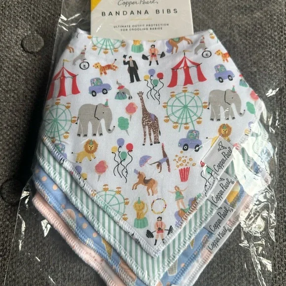 Copper Pearl Bandana Bibs - Circus Theme - Picture 1 of 1